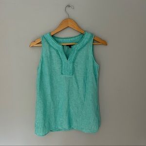 Talbots Ocean Teal Petite Top V Neck Sleeveless